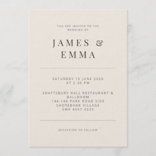 Minimalist Wedding Invitation Soft Beige