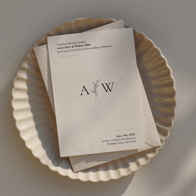 Minimalist Wedding Invitation w Botanical Design (Creator Uploaded)