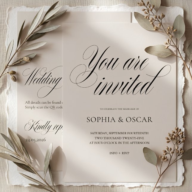 Minimalist Wedding Invitation with QR Code (Creator Uploaded)