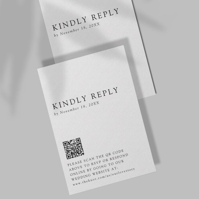 Minimalist Wedding Kindly Reply Online QR Code  RSVP Card (Creator Uploaded)