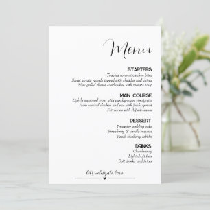 Minimalist Wedding Menu