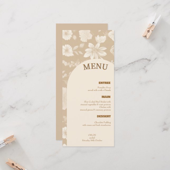 Minimalist Wedding Menu  (Front/Back In Situ)