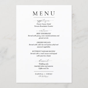Minimalist Wedding Menu and Thank You Card