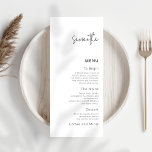 Minimalist Wedding Menu Card with Guest Name<br><div class="desc">Minimalist Wedding Menu Card with Guest Name. Available digitally and printed. A great alternative to place cards at your wedding or rehearsal dinner, with your guest's name on their menu. This fully customisable modern design is easy to personalise with your guest name and menu details. You can also change text...</div>