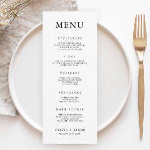 Minimalist Wedding Menu Cards Template