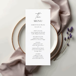 Minimalist Wedding Menu Elegant Black & White