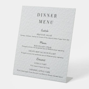 Minimalist Wedding Menu Poster Simple Wedding  Pedestal Sign