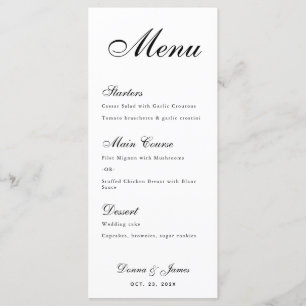 Minimalist Wedding Menu - Simple Black and White
