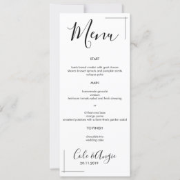Minimalist Wedding Menu with Crossed Border Invitation