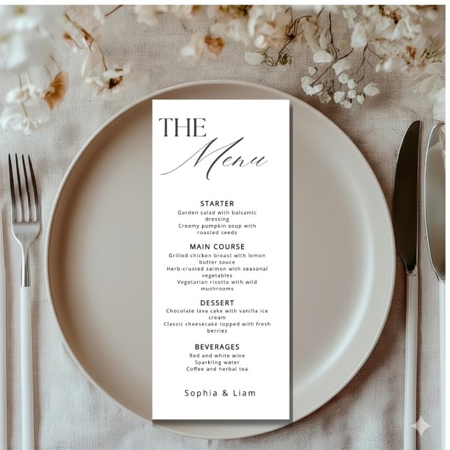 Minimalist Wedding Menu with Modern Calligraphy (Creator Uploaded)