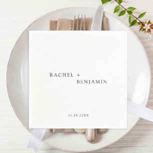 Minimalist Wedding Modern Black White Elegant Name Napkin