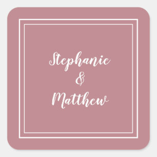 Minimalist Wedding Modern Favour Dusty Rose Square Sticker