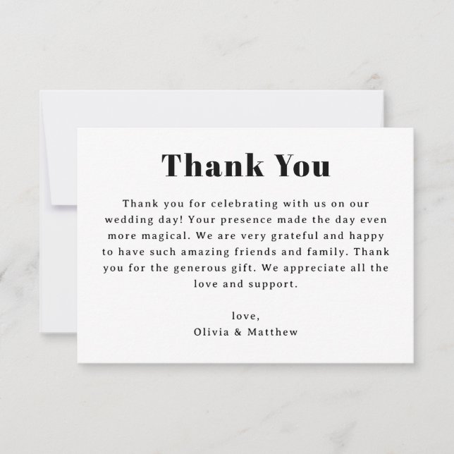Minimalist Wedding | Modern Neutral Typography Thank You Card (Front)