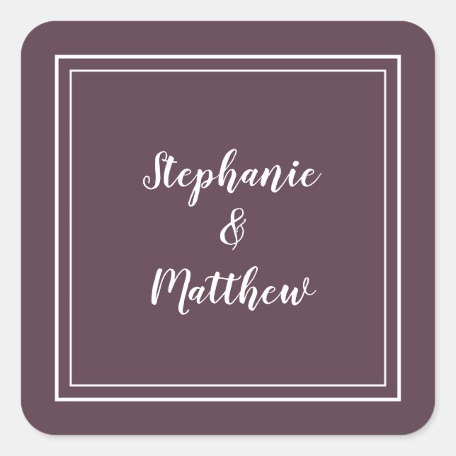 Minimalist Wedding Modern Purple Favour Thank You Square Sticker (Front)