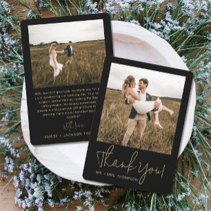 Minimalist Wedding Modern Stylish Script Photo Thank You Card