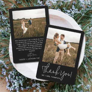 Minimalist Wedding Modern Stylish Script Photo Thank You Card