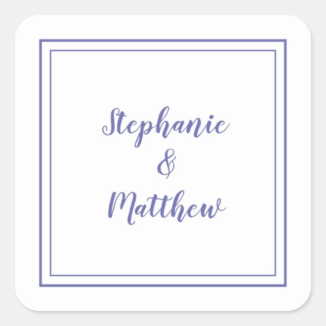Minimalist Wedding Modern Thank You Periwinkle Square Sticker (Front)