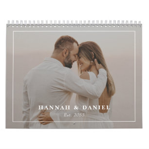 Minimalist Wedding Newlyweds Photo Collage 2027 Calendar