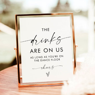 Minimalist Wedding Open Bar Sign   Funny Bar Sign