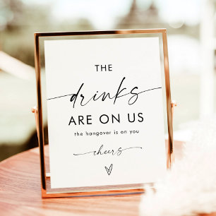 Minimalist Wedding Open Bar Sign Funny Bar Sign