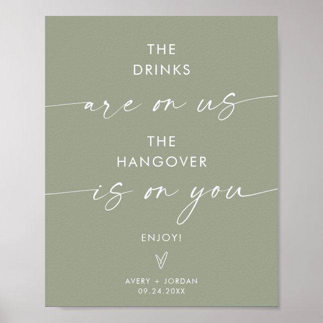Minimalist Wedding Open Bar Sign | Modern Bar Sign (Front)