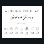 Minimalist Wedding Order of Events Timeline Sign<br><div class="desc">Elegant black and white Wedding program timeline sign features wedding icons and modern typography. This ceremony program sign is fully customisable,  so you can change icons size and order,  all text,   colours and background to better match your wedding theme!</div>