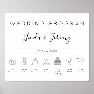Minimalist Wedding Order of Events Timeline Sign
