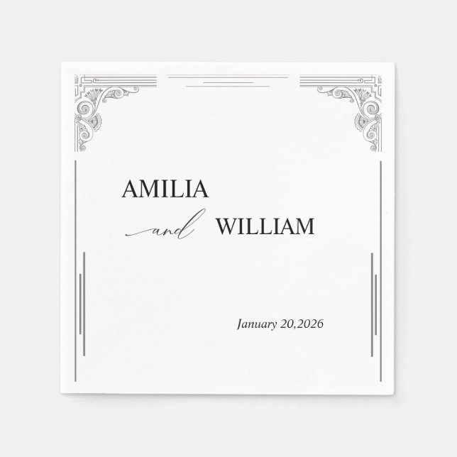 Minimalist Wedding Paper Napkins (Front)