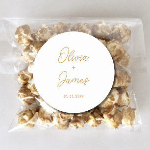 Minimalist Wedding Party Favor Custom Wedding Logo Classic Round Sticker