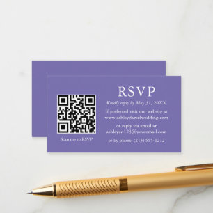 Minimalist Wedding Periwinkle QR RSVP Enclosure Card