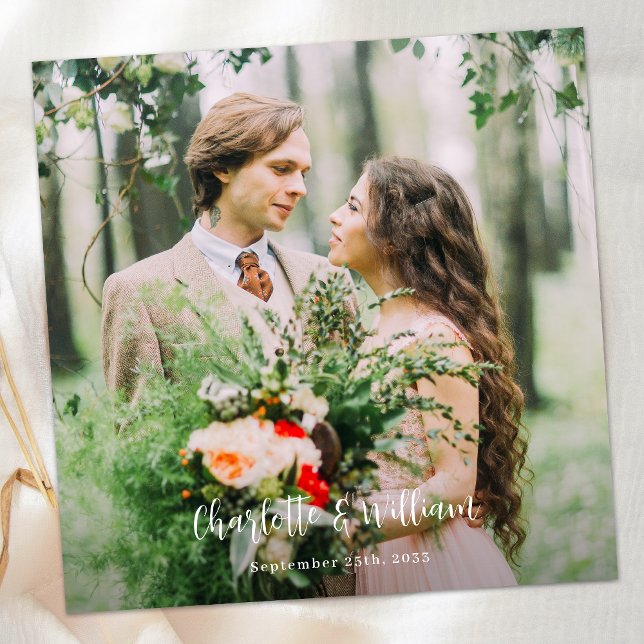 Minimalist Wedding Personalised Simple Photo  Thank You Card (Creator Uploaded)