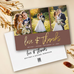 Minimalist Wedding Photo Collage Boho Thank You