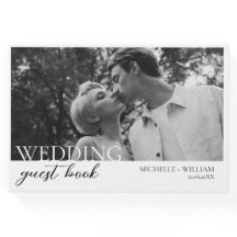 Minimalist Wedding Photo Guest Book with Initials