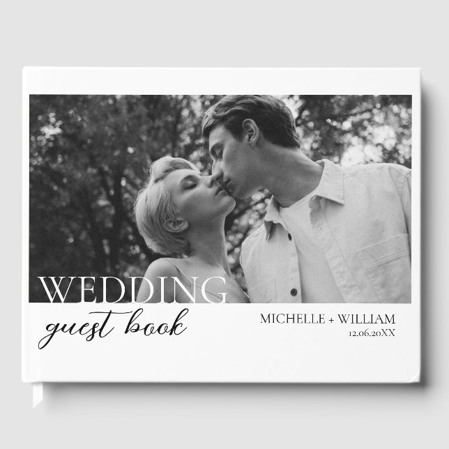 Minimalist Wedding Photo Guest Book with Initials (Front)