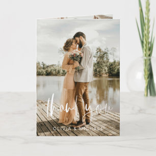 Minimalist Wedding Photo Handwritten Thank You 