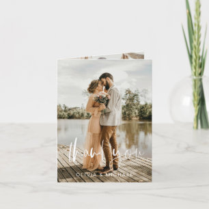 Minimalist Wedding Photo Handwritten Thank You  Card