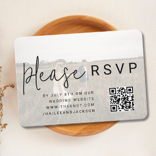 Minimalist Wedding Photo Overlay QR Code RSVP Enclosure Card