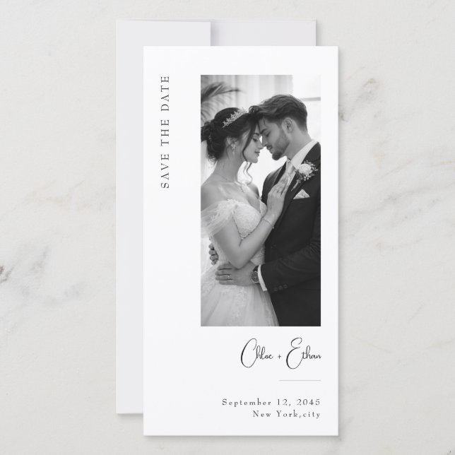 Minimalist Wedding Photo Save the Date Bookmark (Front)