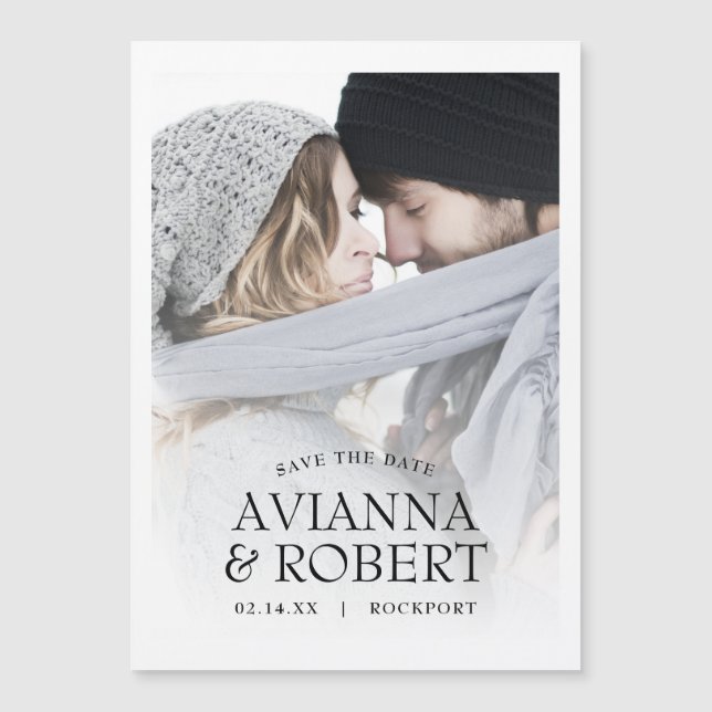 Minimalist Wedding Photo Save the Date Magnetic Invitation (Front)