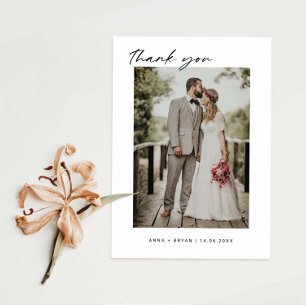 Minimalist Wedding Photo Thank You Card