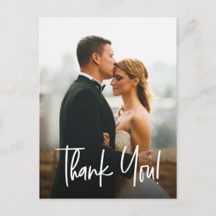 Minimalist Wedding Photo Thank you Custom Postcard
