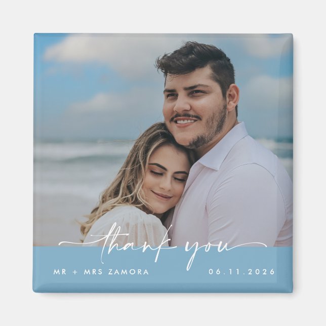 Minimalist Wedding Photo Thank You  Magnet (Front)