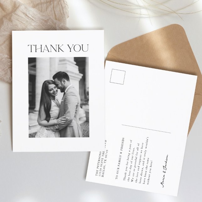 Minimalist Wedding Photo Thank You Postcard (Creator Uploaded)
