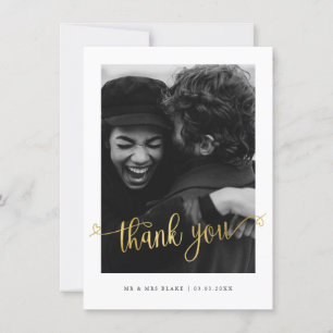 Minimalist Wedding Photo Thank you Postcard