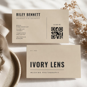 Minimalist Wedding Photography Sandstone Beige Business Card