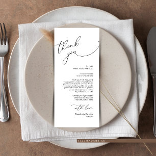 Minimalist Wedding Place Setting Thank You Card