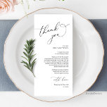 Minimalist Wedding Place Setting Thank You Card<br><div class="desc">This is the Modern romantic classy calligraphy, in Black font, Place Setting Thank You Cards. Share the love and show your appreciation to your guests, when they sit down at their seat and read this personalised charming thank you place setting card. It's a wonderful way to kick off your special...</div>