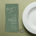 Minimalist Wedding Place Setting Thank You Card<br><div class="desc">This is the Modern romantic classy calligraphy, in sage green greenery themed, Place Setting Thank You Cards. Share the love and show your appreciation to your guests, when they sit down at their seat and read this personalised charming thank you place setting card. It's a wonderful way to kick off...</div>