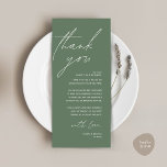 Minimalist Wedding Place Setting Thank You Card<br><div class="desc">This is the Modern editable card, in minimalist script design, forest sage green theme, Place Setting Thank You Cards. Share the love and show your appreciation to your guests, when they sit down at their seat and read this personalised charming thank you place setting card. It's a wonderful way to...</div>