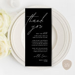 Minimalist Wedding Place Setting Thank You Card<br><div class="desc">This is the Modern editable card, in minimalist script design, classy black theme, Place Setting Thank You Cards. Share the love and show your appreciation to your guests, when they sit down at their seat and read this personalised charming thank you place setting card. It's a wonderful way to kick...</div>